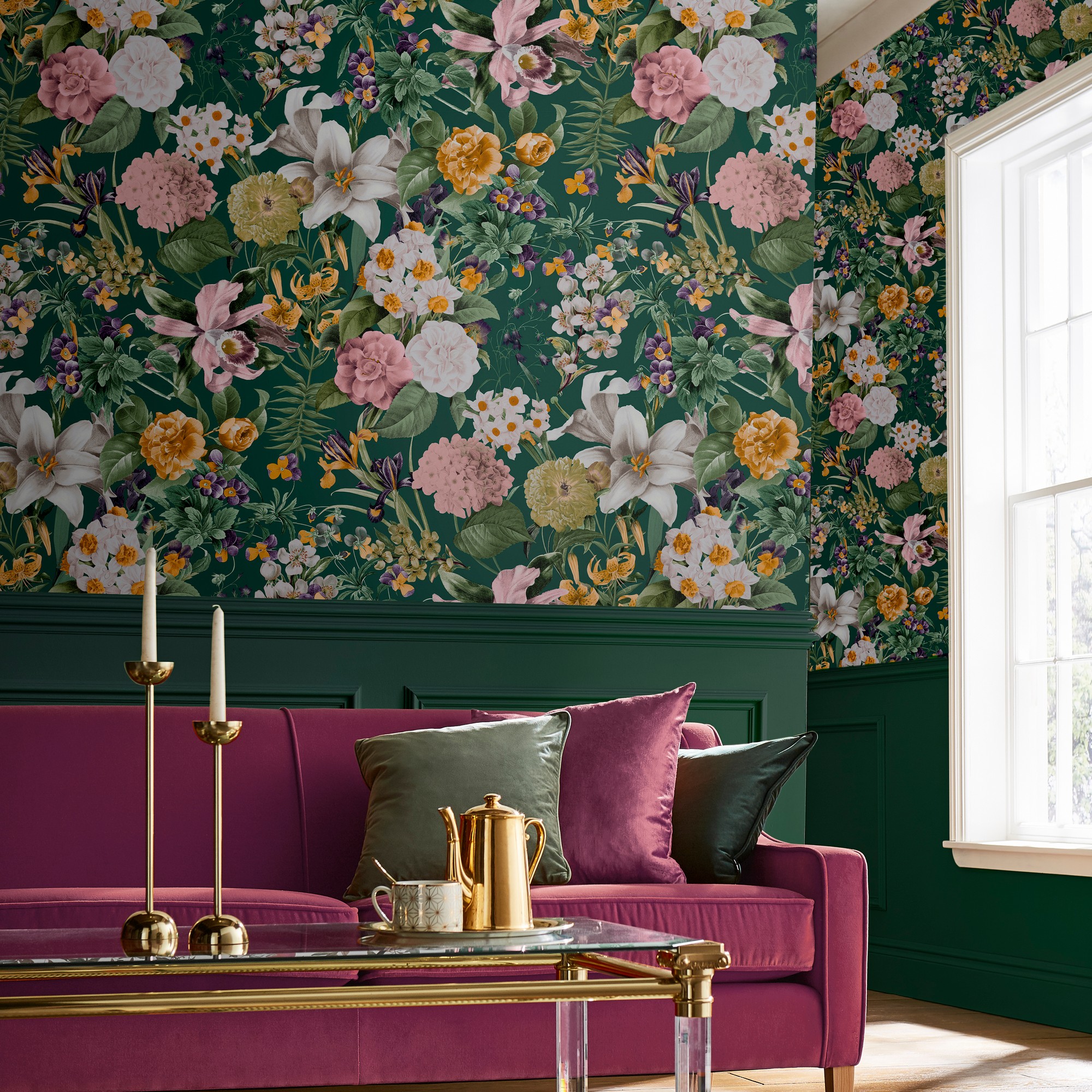 Glasshouse Flora Wallpaper 113963 By Graham Brown In Emerald Green